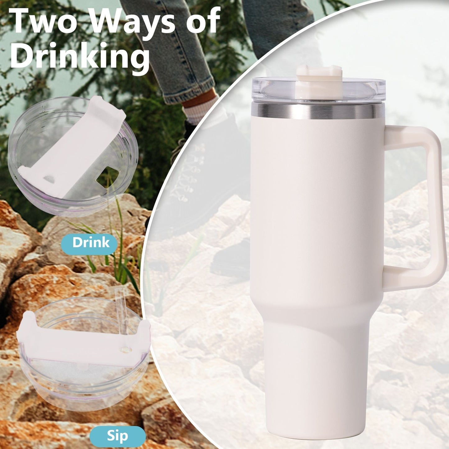40oz large capacity tumbler, With Handle And Straw Lid, Insulated Reusable Stainless Steel Water Bottles Travel Mug Coffee Cup car cup water cup For Men Women Outdoor Camping Driving,  gift EasyOptionXY LLC