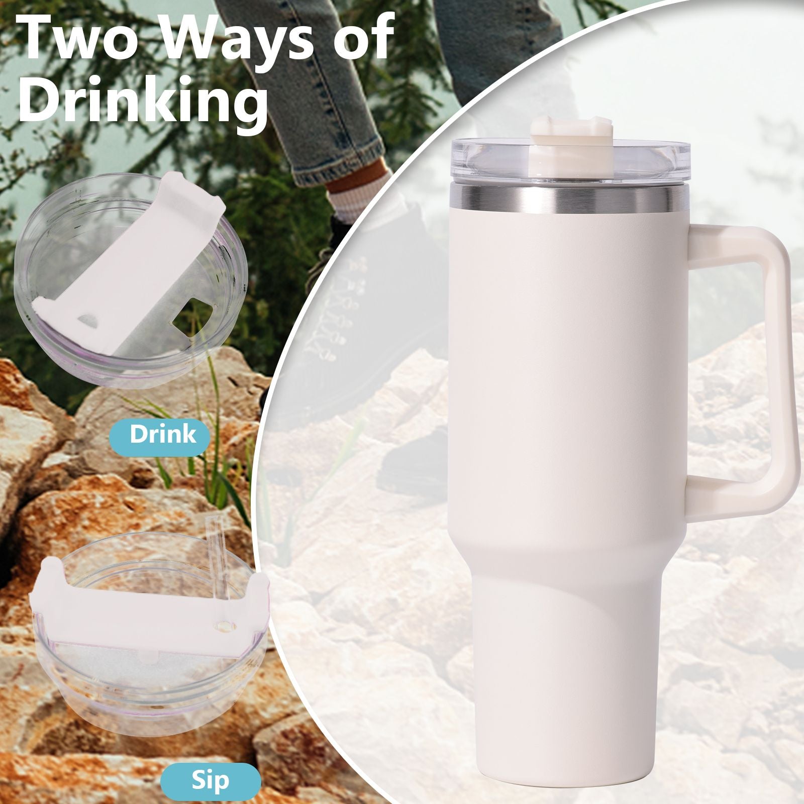 40oz large capacity tumbler, With Handle And Straw Lid, Insulated Reusable Stainless Steel Water Bottles Travel Mug Coffee Cup car cup water cup For Men Women Outdoor Camping Driving,  gift EasyOptionXY LLC