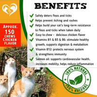 Flea and Tick Prevention Chewable Pills for Dogs and Cats Revolution Oral Flea Treatment for Pets Pest Control Natural Defense Chewables Small Tablets Chicken FLavor for Cats EasyOptionXY LLC
