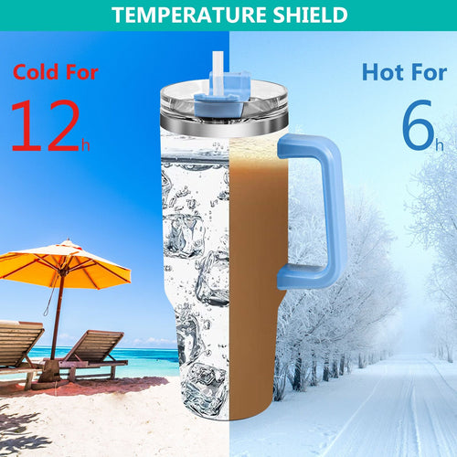 40oz 5D cowprint Insulated Tumbler With Handle And Straw Lid Portable Large Capacity water bottle, Heat preservation,304 Stainless Steel Cup For Outdoor Sports, Travel & Camping Birthday Gift EasyOptionXY LLC