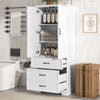 Tall Bathroom Storage Cabinet,Cabinet with Two Doors and Drawers,Adjustable Shelf,MDF Board,White EasyOptionXY LLC