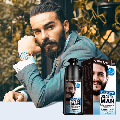Beard Hair Color Shampoo For Men,Natural Permanent Beard DyeShampoo, Colors Hair In Minutes Long Lasting, 200ml, Black Hair DyeHaircare EasyOptionXY LLC