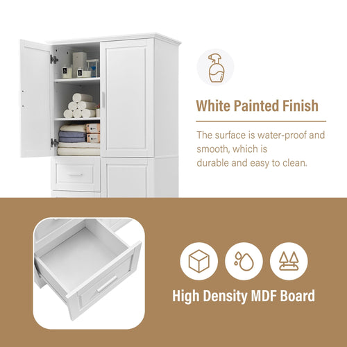 Tall and Wide Storage Cabinet with Doors for Bathroom/Office, Three Drawers EasyOptionXY LLC