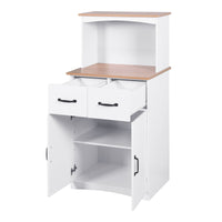 Wooden Kitchen Cabinet White Pantry Storage Microwave Cabinet with Storage Drawer EasyOptionXY LLC