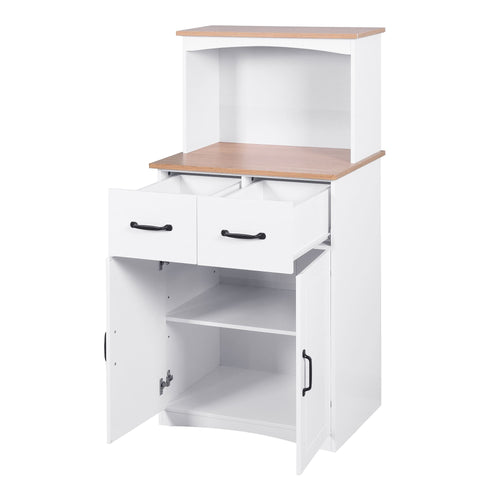 Wooden Kitchen Cabinet White Pantry Storage Microwave Cabinet with Storage Drawer EasyOptionXY LLC