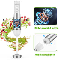 MOOKA FAMILY 5-in-1 Immersion Blender Set, 1100W 12-Speed Hand Stick Blender with 600ml Beaker, 500ml Food Processor, Egg Whisk, Milk Frother, White EasyOptionXY LLC