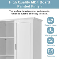 Tall Bathroom Storage Cabinet, Cabinet with Two Doors and Drawers, Adjustable Shelf, MDF Board EasyOptionXY LLC