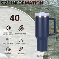 40oz V2 large capacity tumbler,  With Handle And Straw Lid, Insulated Reusable Stainless Steel Water Bottles Travel Mug Coffee Cup car cup water cup For Men Women Outdoor Camping Driving, gift EasyOptionXY LLC