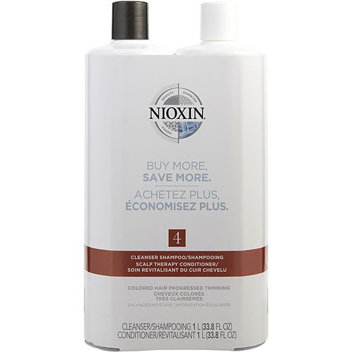 NIOXIN by Nioxin SYSTEM 4 SCALP THERAPY CONDITIONER AND CLEANSER SHAMPOO FOR COLORED HAIR WITH PROGRESSED THINNING LITER DUO EasyOptionXY LLC