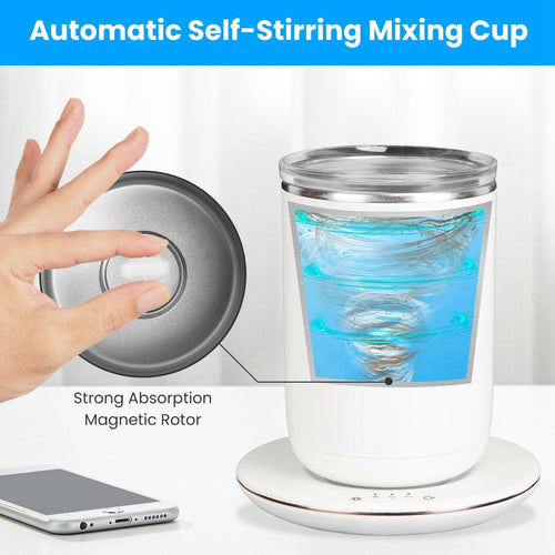 Self Stirring Coffee Mug with Lid Temperature Control Self-Heating Automatic Magnetic Mixing Mug with 3 Heat Settings Auto-Off Function For Coffee Tea Milk Cocoa Stainless Steel EasyOptionXY LLC
