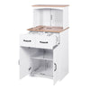 Wooden Kitchen Cabinet White Pantry Storage Microwave Cabinet with Storage Drawer EasyOptionXY LLC