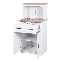 Wooden Kitchen Cabinet White Pantry Storage Microwave Cabinet with Storage Drawer EasyOptionXY LLC