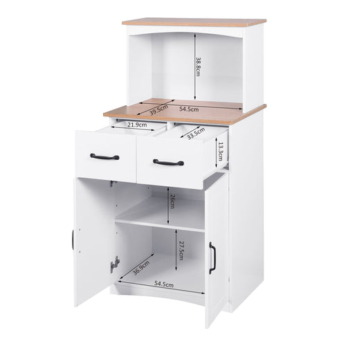 Wooden Kitchen Cabinet White Pantry Storage Microwave Cabinet with Storage Drawer EasyOptionXY LLC