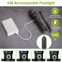 Tactical LED Flashlight Zoomable Rechargeable Search Light Torch 50000LM with 5Modes SOS Night Light For Night Walking Adventures EasyOptionXY LLC