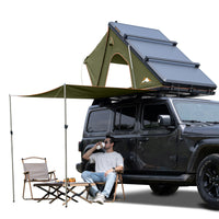 Explorer Plus Rooftop Tent Hardshell with Side Awning, Air Conditioner Outlet with Bracket, Luggage Racks&Replaceable Netting Rain Curtain, Truck Bed Tent for Camping, Pop Up SUV Roof Top Tent EasyOptionXY LLC