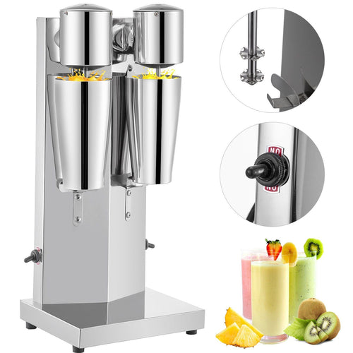 VEVOR Milkshake Maker Kit, Stainless Steel Electric Milkshake Maker, 180W Milkshake Machine, Double Head Classic Milkshake Maker with 800ml Cup, Silver Milkshake Maker Machine, 2 Speed Adjustable EasyOptionXY LLC
