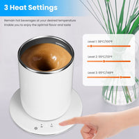 Self Stirring Coffee Mug with Lid Temperature Control Self-Heating Automatic Magnetic Mixing Mug with 3 Heat Settings Auto-Off Function For Coffee Tea Milk Cocoa Stainless Steel EasyOptionXY LLC