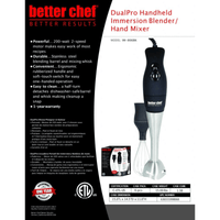 Better Chef 200W DualPro Immersion Blender Hand-Mixer with Cup and Beater EasyOptionXY LLC
