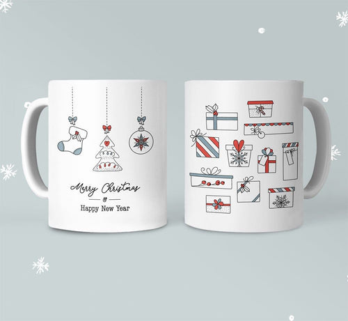 Merry Christmas Mug with Stockings and Presents EasyOptionXY LLC