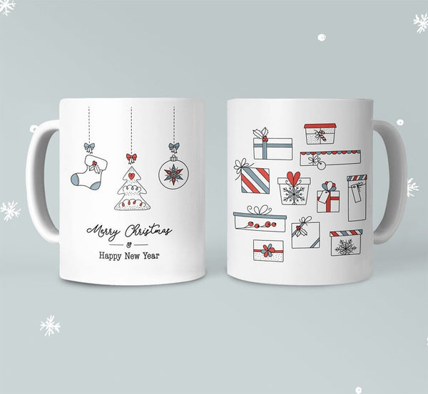 Merry Christmas Mug with Stockings and Presents EasyOptionXY LLC