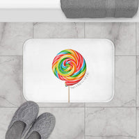 Lollipop Sweetness of Life in White Message Bath Mat EasyOptionXY LLC