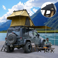 Roll over image to zoom in Adventurer Plus Rooftop Tent Hardshell with Side Awning, Air Conditioner Outlet with Bracket, &Replaceable Rain Flies, Truck Bed Tent for Camping, Pop Up Overland Roof Tents EasyOptionXY LLC