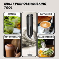 Milk Frother, Handheld Electric Blender stick, Drink Mixer with F ood G rade Stainless Steel Stirrer, Battery Operated Foam Maker for Coffee, Cappuccino, Frappe, Matcha, Hot Chocolate Latte EasyOptionXY LLC