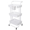 3 Tier Rolling Utility Cart Movable Storage Organizer with Mesh Baskets Lockable Wheels 360 Degree Rotatable Hanging Box Hooks Bedroom Bathroom Kitchen EasyOptionXY LLC