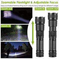 Tactical LED Flashlight Zoomable Rechargeable Search Light Torch 50000LM with 5Modes SOS Night Light For Night Walking Adventures EasyOptionXY LLC