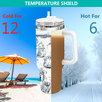 40oz 5D cowprint Insulated Tumbler With Handle And Straw Lid Portable Large Capacity water bottle, Heat preservation,304 Stainless Steel Cup For Outdoor Sports, Travel & Camping Birthday Gift EasyOptionXY LLC