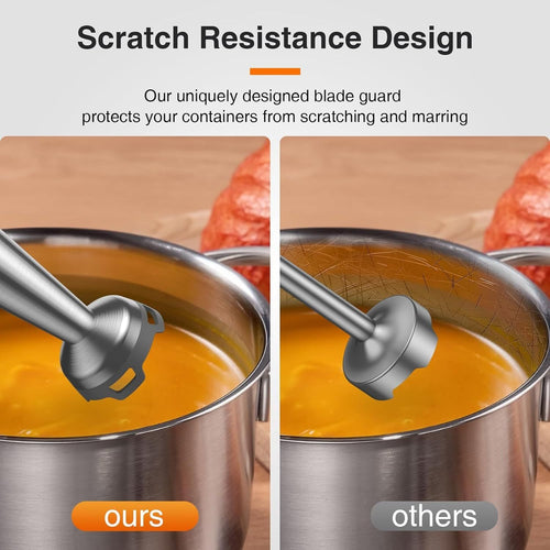 KOIOS 1100W Immersion Hand Blender, Stainless Steel Stick Blender with 12-Speed & Turbo Mode, 5-in-1 Handheld Blender with 600ml Mixing Beaker with Lid, 500ml Chopper, Whisk, Milk Frother, B PA-F ree EasyOptionXY LLC