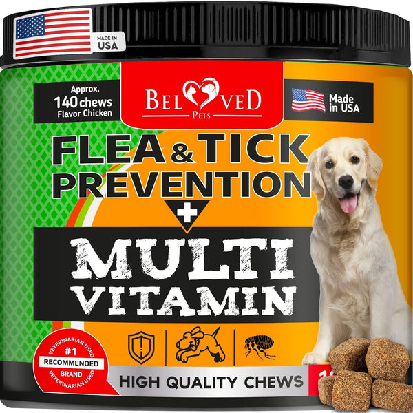 Flea and Tick Prevention Chewable Pills for Dogs Revolution Oral Flea Treatment for Pets & Complex Multivitamin Natural Pest Control Defense Chews Small Tablets 10 Oz EasyOptionXY LLC