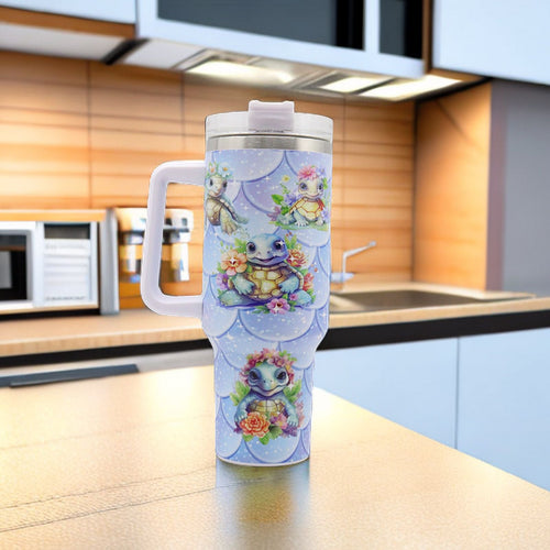 1pc 40oz Water Bottles,5D Little Turtle Series Tumbler,Large Capacity Stainless Steel Tumbler Insulation Cup With Lid And Straw For Women,Camping,Driving,skiing,Thermocoolers.Best Gift EasyOptionXY LLC