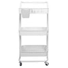 3 Tier Rolling Utility Cart Movable Storage Organizer with Mesh Baskets Lockable Wheels 360 Degree Rotatable Hanging Box Hooks Bedroom Bathroom Kitchen EasyOptionXY LLC