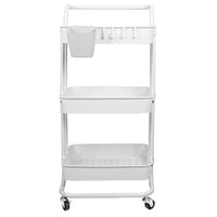 3 Tier Rolling Utility Cart Movable Storage Organizer with Mesh Baskets Lockable Wheels 360 Degree Rotatable Hanging Box Hooks Bedroom Bathroom Kitchen EasyOptionXY LLC