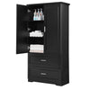 Tall Bathroom Storage Cabinet, Cabinet with Two Doors and Drawers, Adjustable Shelf, MDF Board EasyOptionXY LLC