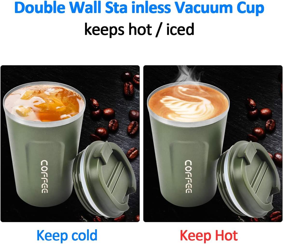 12 oz Stainless Steel Vacuum Insulated Tumbler - Coffee Travel Mug Spill Proof with Lid - T hermos Cup for Keep Hot/Ice Coffee; Tea and Beer EasyOptionXY LLC