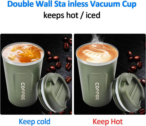 12 oz Stainless Steel Vacuum Insulated Tumbler - Coffee Travel Mug Spill Proof with Lid - T hermos Cup for Keep Hot/Ice Coffee; Tea and Beer EasyOptionXY LLC