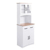 Wooden Kitchen Cabinet White Pantry Room Storage Microwave Cabinet with Framed Glass Doors and Drawer EasyOptionXY LLC