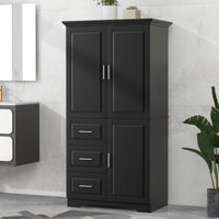 Tall and Wide Storage Cabinet with Doors for Bathroom/Office, Three Drawers EasyOptionXY LLC
