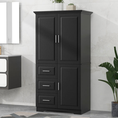 Tall and Wide Storage Cabinet with Doors for Bathroom/Office, Three Drawers EasyOptionXY LLC