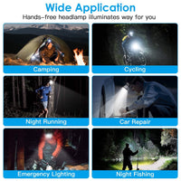 Rechargeable Headlamp High Power Headlight Torch Flashlight with Motion Sensor 3 Light Modes for Fishing Running Camping Hiking EasyOptionXY LLC