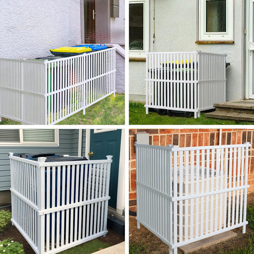 Air Conditioner Fence, Trash Can Vinyl Privacy Fence White Panel for Outside, Outdoor Pool Equipment Enclosure with Metal Stakes, (2-Pack) EasyOptionXY LLC