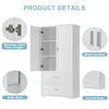 Tall Bathroom Storage Cabinet, Cabinet with Two Doors and Drawers, Adjustable Shelf, MDF Board EasyOptionXY LLC