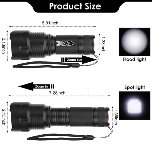 LED Rechargeable Flashlight Zoomable Aluminum Alloy Flashlight Torch EasyOptionXY LLC