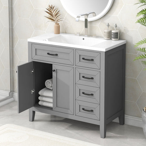 36\" Bathroom Vanity with Sink Combo, Black Bathroom Cabinet with Drawers, Solid Frame and MDF Board EasyOptionXY LLC