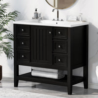 36\" Bathroom Vanity with Sink Combo, One Cabinet and Three Drawers, Solid Wood and MDF Board EasyOptionXY LLC