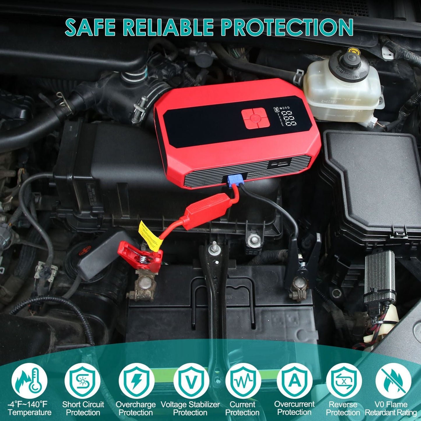 Portable Car Jump Starter Air Compressor 1500A 400PSI Car Battery Charger Jump Starter Power Bank LED Flashlight Digital Tire Inflator for 4.0L Gasoline Or 2.0L Diesel Engine EasyOptionXY LLC