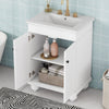 24" Modern Sleek Bathroom Vanity Elegant Ceramic Sink with Solid Wood Frame, Adjustable Shelf EasyOptionXY LLC
