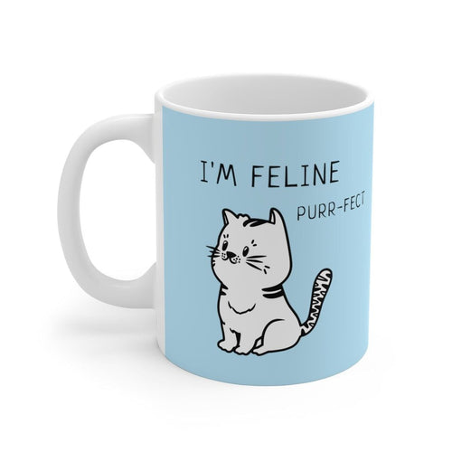 I'm Feline Purr-Fect Mug in Blue EasyOptionXY LLC